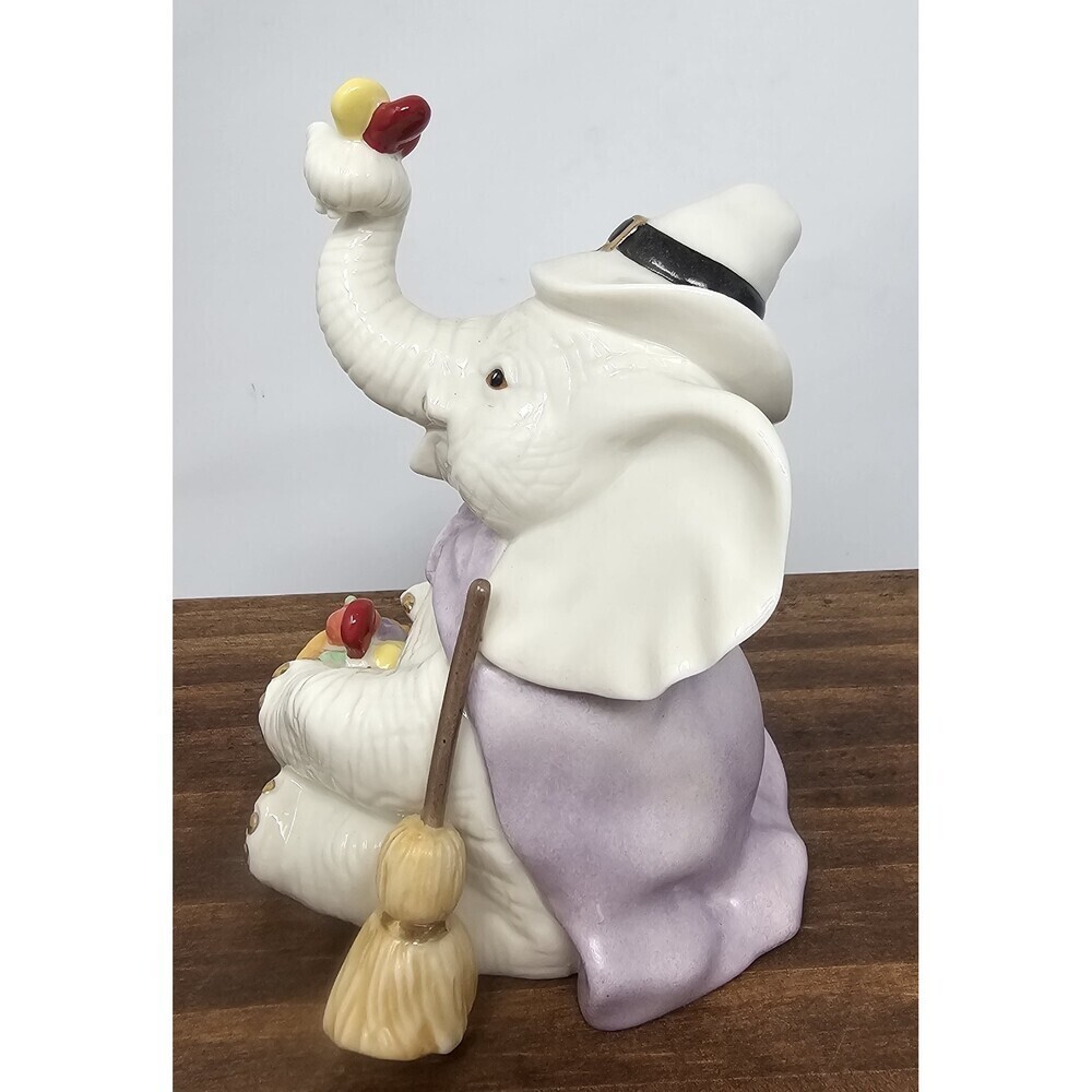 Lenox Trunk And Treats Figurine Porcelain Halloween Witch Hat Broom Elephant  4” - Picture 5 of 8